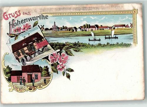 Hohenwarte Fähre Segelboote Gasthaus zum deutschen Kaiser Litho