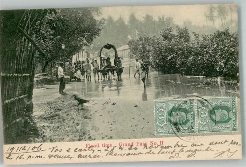 Colombo 1906 Flood time Briefmarke Bildseite Ort lt. Stempel