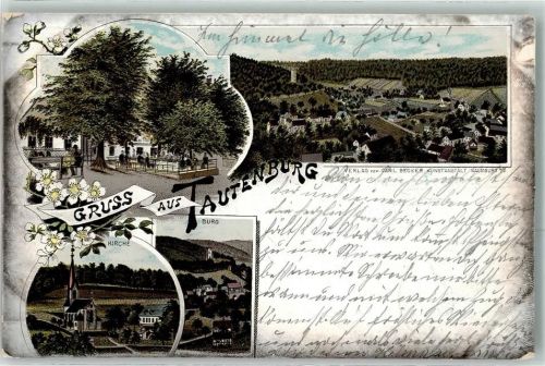 Tautenburg 1899 Bahnpost Saalfeld Grossheringen Zug 429 14.5.99 Kirche Burg Gasthaus