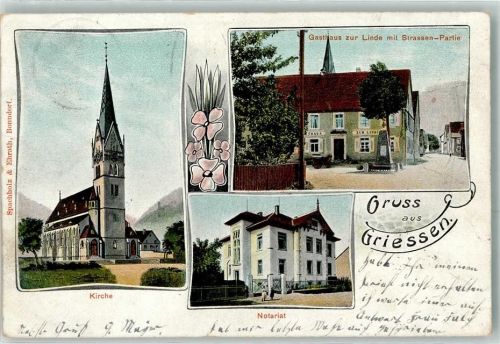 79771 W7895 Grießen , Baden 1907 - Kirche Gasthaus zur Linde Notariat