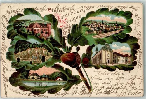 Hardenberg 1901 Kloster Kreuzberg Schloss Kath. Vereinshaus Eichenblatt Passepartout