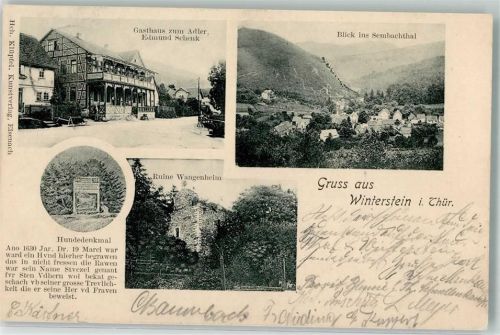 Winterstein 1904 Hundedenkmal Ruine Wangenheim Gasthaus zum Adler Sembachtal