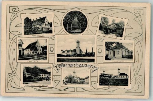 Wettenhausen 1919 Pfarrhof Schule Gasthaus Zur Post K. Forstamt Turnhalle Kapelle
