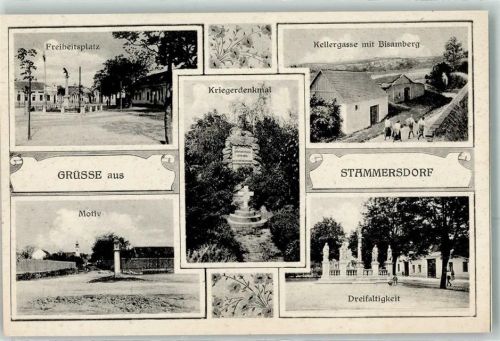 Wien Freiheitsplatz Kriegerdenkmal Kellergasse mit Bisamberg Dreifaltigkeit Bildstock Stammersdorf