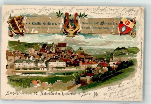 Schwäbisch Hall 1901 26. Schwäbisches Liederfest Cäcilia Esslingen Wappen Festplatz