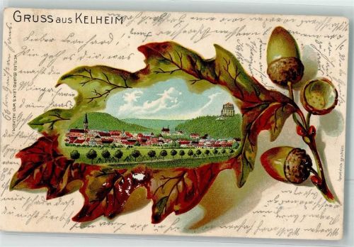 Kelheim 1902 Prägedruck Eichenblatt Eichel RS. Das heutige Toledo