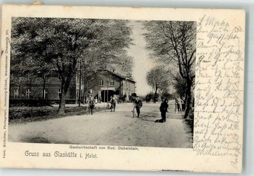 Glashütte 1902 Gasthaus Dabelstein Dorfstraße Fahrradfahrer