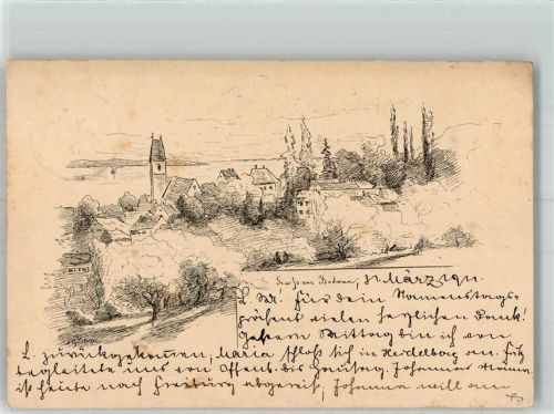 Bodman 1911 Dorfkirche Zeichnung Ort handschriftlich