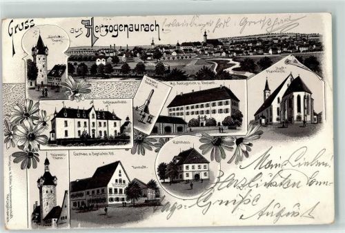 Herzogenaurach 1901 Thürmers-Turm Liebfrauenhaus Kgl. Amtsgericht Rentamt Gasthaus z. Bayrischen Hof