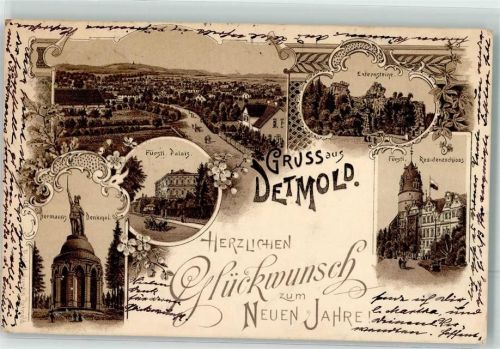 Detmold 1898 Residenzschloß Hermanns-Denkmal Externsteine