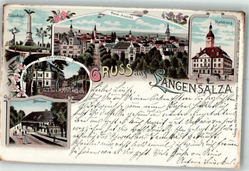 Bad Langensalza 1898 Rathaus Böhmen Schwefelbad Denkmalsäule