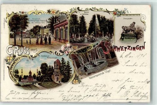 Schwetzingen 1898 Moschee Merkurtempel Bachuskinder Wasserspeiende Vögel