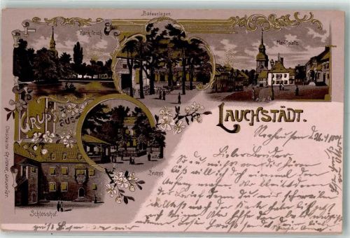 Bad Lauchstädt 1904 Parkteich Badeanlagen Marktplatz Brunnen Schlosshof