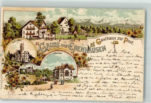 Ebenhausen 1898 Gasthaus Zur Post Fischerschlössl Villa Sauer Schloss