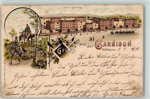 Hanau 1900 Ulanen-Kaserne Berittene Soldaten Stichwaffen