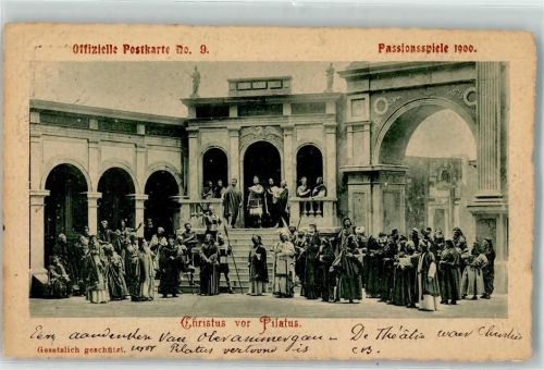Oberammergau Passionsspiele 1900 Christus vor Pilatus Offizielle Postkarte Nr 9