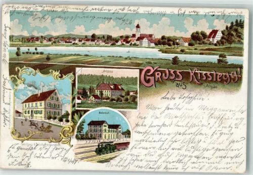 Kißlegg 1902 Bahnhof Bahnhaus-Gasthaus Schloß
