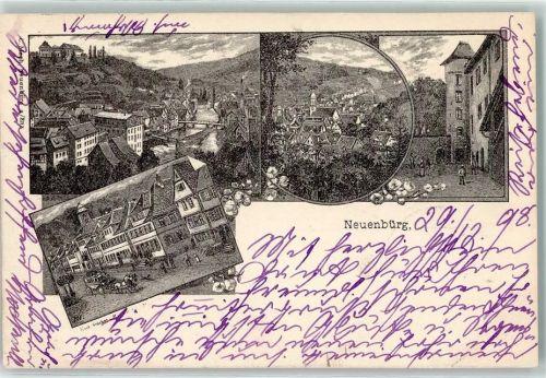 Neuenbürg 1898 Brücke Kirche Kutsche