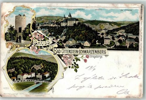 Schwarzenberg 1899 Aussichtsturm Ottenstein Bahnpoststempel