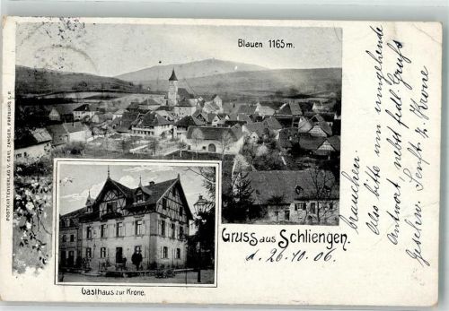 Schliengen 1906 Blauen Gasthaus zur Krone