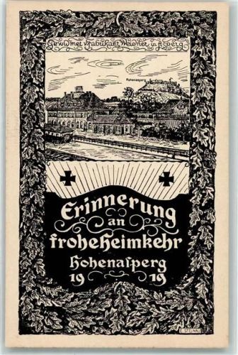 Hohenasperg 1919 Erinnerung an Frohe Heimkehr 1919 Volkshilfe f. Kriegsgefangene sign. Steinau