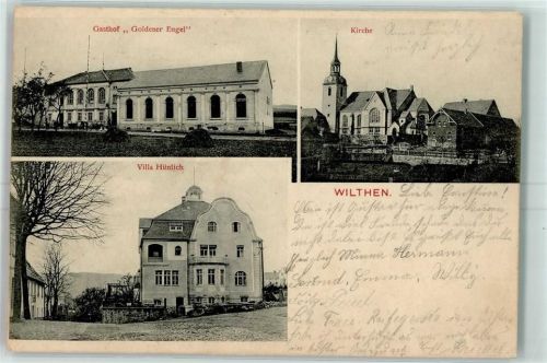 02681 O8609 Wilthen 1908 - Gasthof Goldener Engel Kirche Villa Hünlich