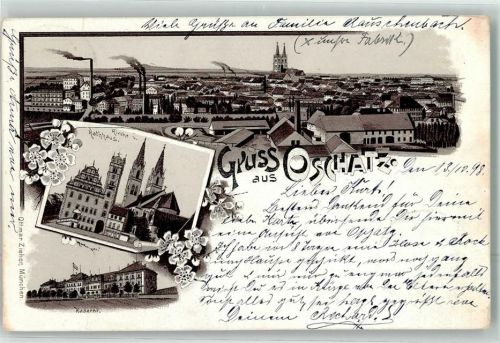 Oschatz 1898 Rathaus Kaserne Kirche