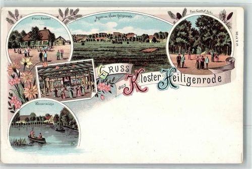 28816 W2805 Heiligenrode b Bremen Lithographie Gasthaus Pleus Wassermühle Kloster Heiligenrode