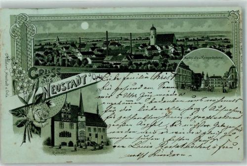 Neustadt 1901 Marktplatz Kriegerdenkmal Rathaus