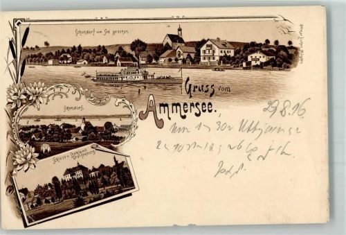 Schondorf 1916 Schondorf Ammersee Salondampfer Schloß Greifenberg Stahlbad Greifenberg