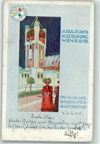 Wien Jubiläums Ausstellung 1898 Pavillon der Wohlfahrts Ausstellung Off. Karte Nr 16