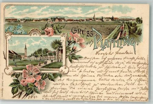 Plattling 1897 Feldweg Kirchplatz Verlag Ottmar Zieher-München
