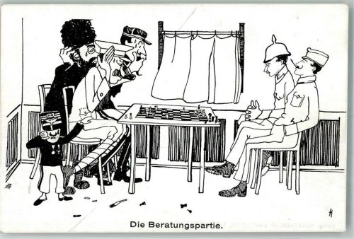 Beratungspartie WK I Propaganda WK I Zweibund Karikatur