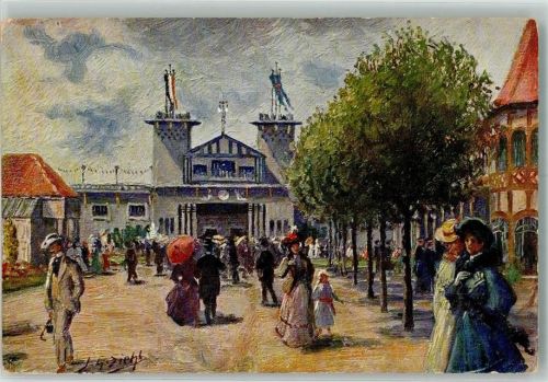 Oldenburg 1905 sign. Siehl J. H. Landes-Ausstellung Gr. Industriehalle u. Hauptgasthaus