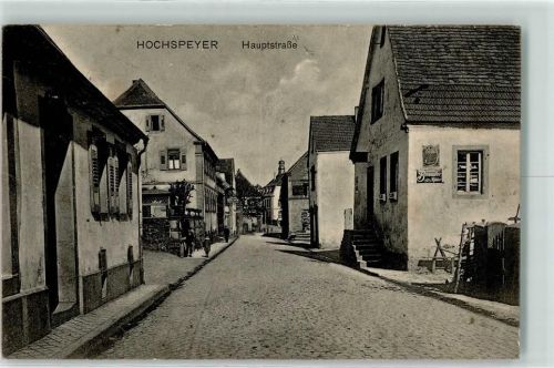Hochspeyer 1914 Hauptstraße Emailleschild Branacher Räder