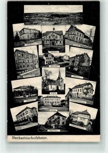 Neckarbischofsheim 1907 Apotheke Schule Rathaus Amtsgericht Foto AK