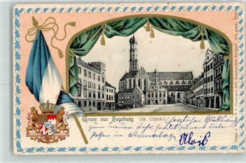 Augsburg 1903 Kirche St. Ulrich Fahne Wappen