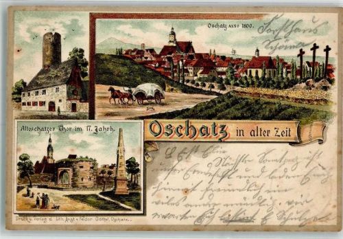 Oschatz Oschatz anno 1800 Altoschatzer Tor 17. Jahrh. Lithographie