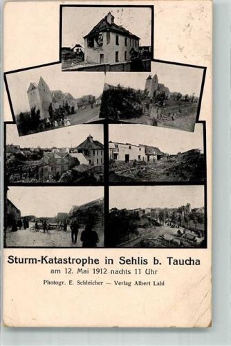 04425 O7101 Sehlis Gebrauchsspuren Foto Schleicher E. Sturm Katastrophe Trümmer 12. Mai 1912