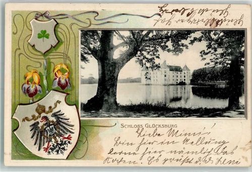 24960 W2392 Glücksburg Ostsee 1902 Prägedruck Wappen Schloß Glücksburg Passepartout