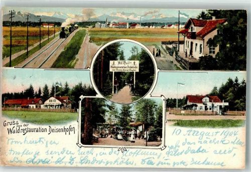 Deisenhofen 1904 Gasthaus Waldrestauration Franz Xaver Kugler Eisenbahn Ottmar Zieher