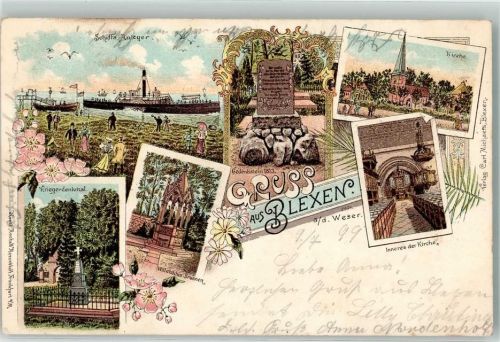 Blexen 1899 Kriegerdenkmal Willehadus-Brunnen Schiffs-Anleger Gedenkstein 1813