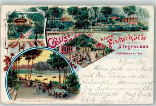 Schlachtensee 1902 Neue Fischerhütte Gartenwirtschaft Am See