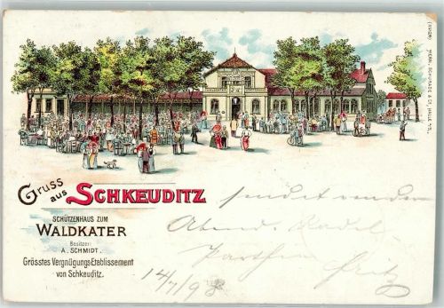Schkeuditz 1898 Gasthaus Schützenhaus zum Waldkater Gartenwirtschaft