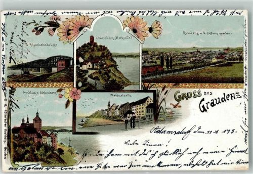 Graudenz 1903 Eisenbahnbrücke Schlossberg