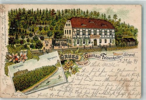Königstein 1899 Lilienstein Gasthaus Felsenkeller