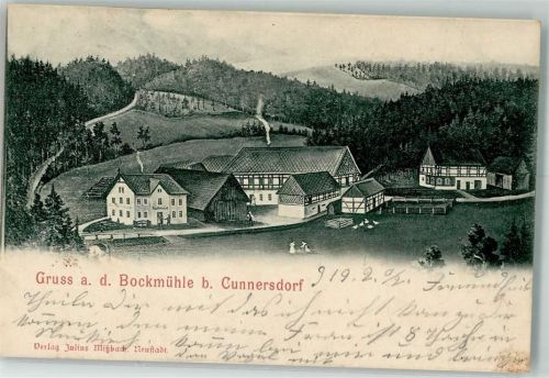 Cunnersdorf 1902 Gasthaus An der Bockmühle Bauernhof Enten