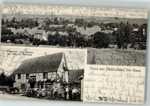 Uhlwiller 1909 Gasthaus zum Rappen Niederaltdorf