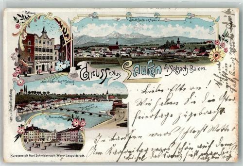 Laufen 1898 Salzach Marienplatz Rathaus Mark - Oberndorf