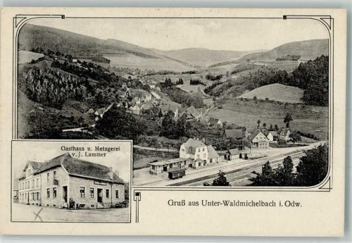 Wald-Michelbach Unter- Waldmichelbach Bahnhof Gasthaus-Metzgerei Lammer Bahnpost Mannheim-